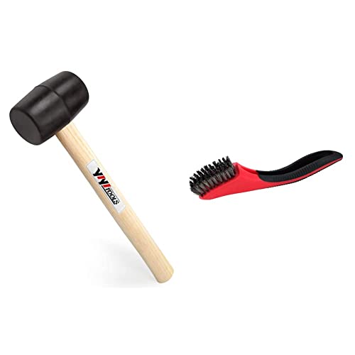 YIYITOOLS YY-2-005 Rubber Mallet Hammer With Wood Handleâ8-oz, black & Warner 5x11 Row, Stainless Steel Stripper Brush, 3410493