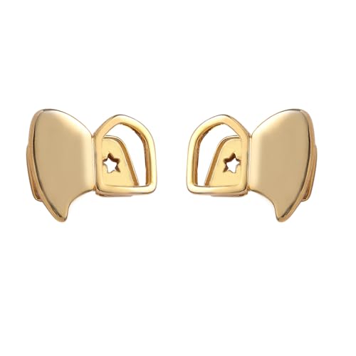 Set de 2 piezas de grillz para dientes hip hop chapado en oro 14K miniatura 1