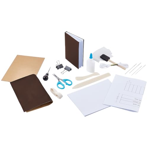 WEBEEDY DIY Bookbinding Kit Notebook Bookbinding Supplies Set with Tools for DIY Bookbinding Crafts Supplies A6 Book Making Kit Complete Cased in Hardcover Journal Craft Kit for Adults, Dark Brown