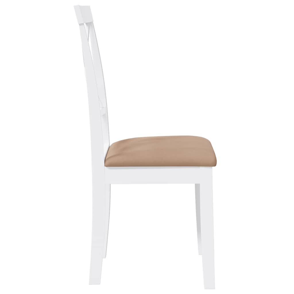 Sillas de comedor con cojín 2 uds. Árbol de caucho de madera maciza blanco, diseño ergonómico con respaldo cómodo para sentarse durante mucho tiempo, resistente a los golpes y duradero