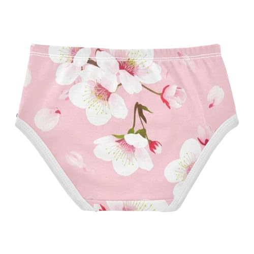 White Pink Cherry Blossom Flowers Toddlers Underwear Floral 2t Cotton Panties for Girl Durable Undies Kids Briefs2