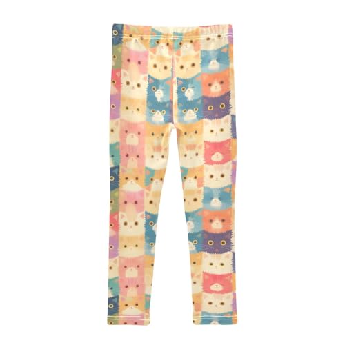 KLL Illustration Cute Cat Oil Painting Toddler Girls Legging Soft High Waisted Yoga Pants Sports2
