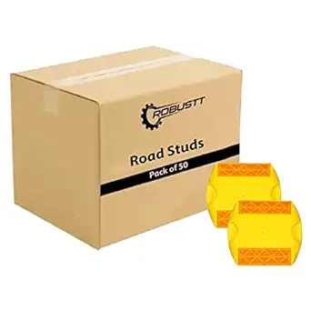 Robustt Road Reflector, Plastic ABS Road Stud (Set of 50 pieces, Yellow and Red)