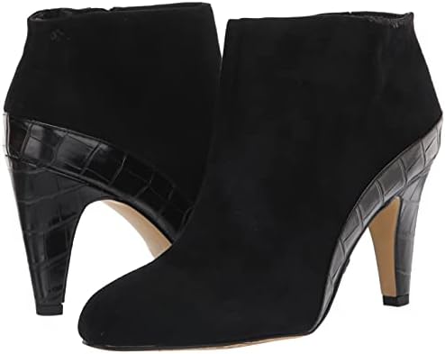 Bella Vita Women's Brennan Bootie Ankle Boot, Black Kidsuede Leather/Croco, 12 X-Wide | Image 6