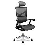 X-Chair X2 Management Task Chair, Grey K-Sport Mesh Fabric with Headrest - Ergonomic Office Seat/Dynamic Variable Lumbar Support/Floating Recline/Highly Adjustable/Perfect for Long Work Days