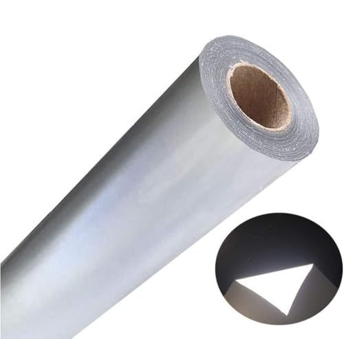 Image of FUNKAKA Heat Transfer Vinyl Reflective Light Gray HTV Roll, 12 inch x 50ft Iron on Vinyl for All Cutter Machine, Reflective HTV Vinyl for T-Shirts Easy to Cut & Weed for Heat Vinyl DIY Design