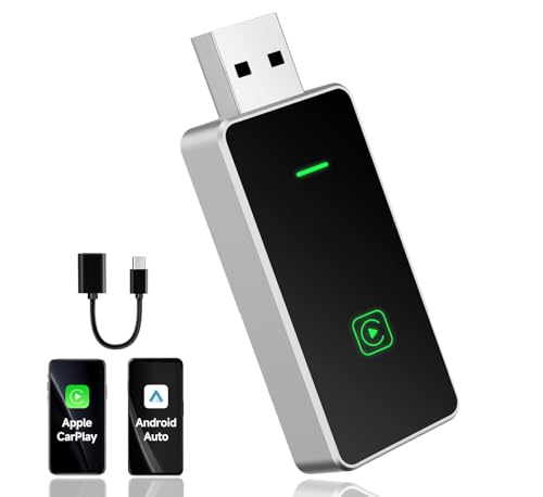 Wireless CarPlay Adapter & Android Auto Dongle, 2 in 1 Fast Auto-Connect, Compact Plug & Play Wireless CarPlay Converter for iPhone & Android, USB/USB-C, No Delay, Seamless Reconnection (Black)