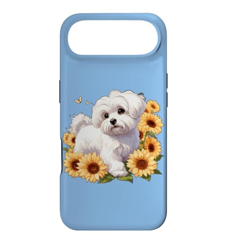 Womens Girls Cute Floral Sun Flowers Maltese Dog Lover Case for iPhone Air
