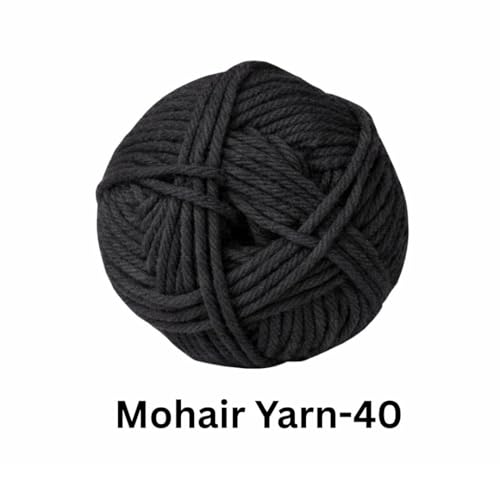 Image of VCR Mohair Nylon Black Yarn, 100 Grams Hank, 196 Meters Length, Acrylic 75%, Mohair Nylon 25%, Pack of 1 Yarn, Soft Crosia Threads, Suitable for Winter Garments.