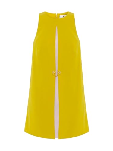 ELISABETTA FRANCHI Elisabetta Franchi Abito Mini in crêpe Curry Bicolore AB728 DJ4 42