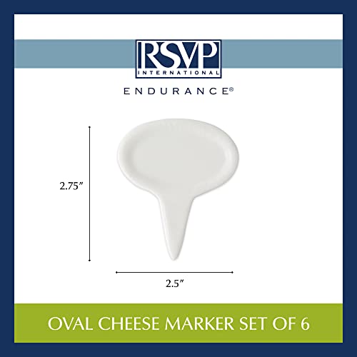 Letreros para queso RSVP de porcelana blanca fina y diseño ovalado exclusivo 7