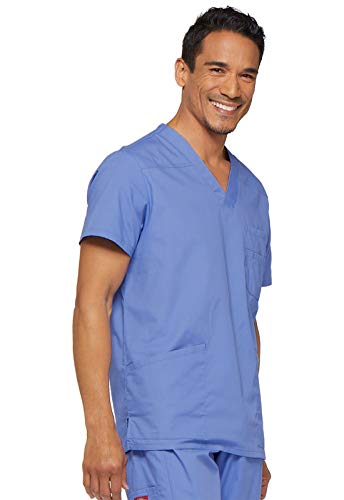 Image of Dickies Mens V-Neck Scrub Top with 5 Pockets - Medical & Nursing Uniform Shirt, Side Vents - 81906