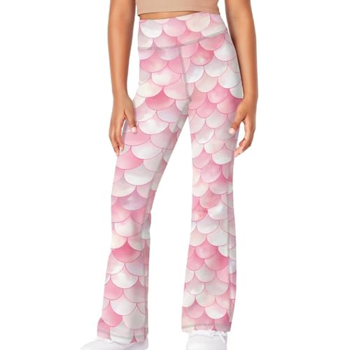 Mermaid Scales Girls Flare Leggings 5-14t Cute Bell Bottoms for Girl Yoga Pants for Gym