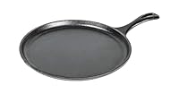 Lodge L9OG3 10.5 Inch Round Cast Iron Griddle, Black