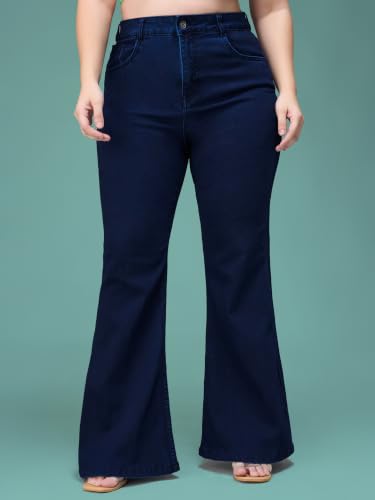 Image of Miss Chase A+ Women's Wide-Leg Mid Rise Regular Length Blast Effect Denim Jeans