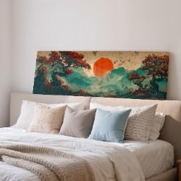 Toile paysage japonais au-dessus du canapé grand format salon zen