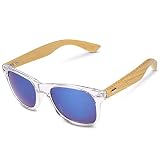 PROTECCIÓN UV: Las gafas de sol retro tienen cristales acrílicos y patillas de madera auténtica. Protegen la vista de la luz solar intensa con el filtro de las lentes UVA y UVB (UV400).