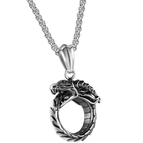 Collier dragon en argent pour homme et femme : bijou cercle vintage style punk moto