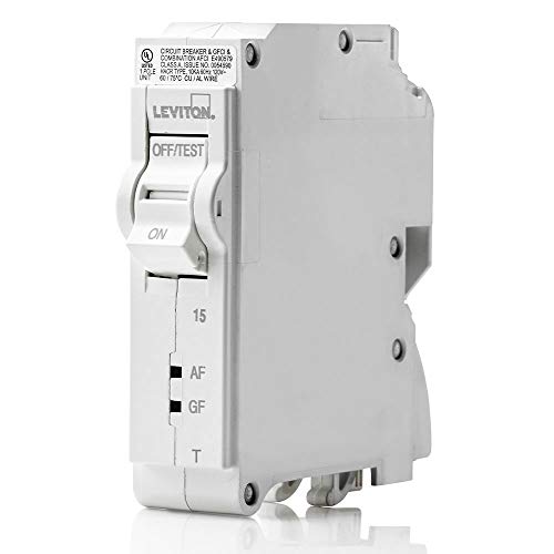 Leviton 15A 1-Pole Plug-On AFCI/GFCI Branch Circuit Breaker, Thermal Magnetic, 120 VAC, LB115-DFT, White