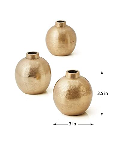 Serene Spaces Living SSLNRVS1045BSFS Set Of 4 Gold Floral Ball Bud Vase thumb #3