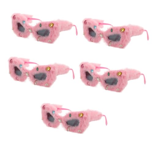 Lunettes de soleil en peluche texture velue rose monture résine pour adulte