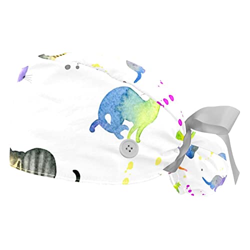 Chapeaux bouffants et casquettes de travail mixtes réglables à motif chat JDEZ