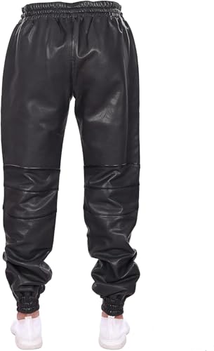 Mens Leather Joggers Pant for Bikers & Riders, Moto Sports Drawstring Pants, Trousers for Boys - Slim Fit Joggers4