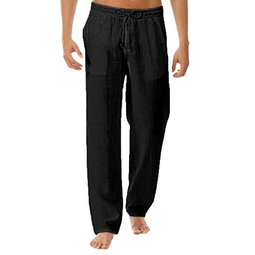 Preisvergleich Produktbild Herren Leinenhose Sommer Gerade Leinen Festlich Yogahosen Hosen Bekleidung Lange Jogginghose Männer Straight Chino Hose Sporthose Sweatpants Arbeitshose Trekking Gym Laufen Sports Pants Fitnesshose