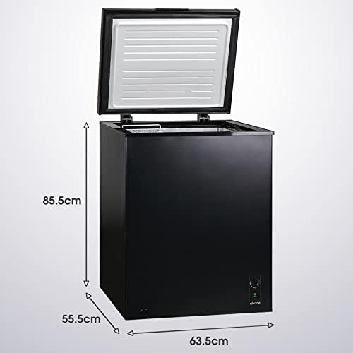 Abode ACF142B Freestanding Black Chest Freezer 142L with Removable Wire Basket & Counter Balance Lid, Adjustable Thermostat, Suitable for Garages & Outbuildings