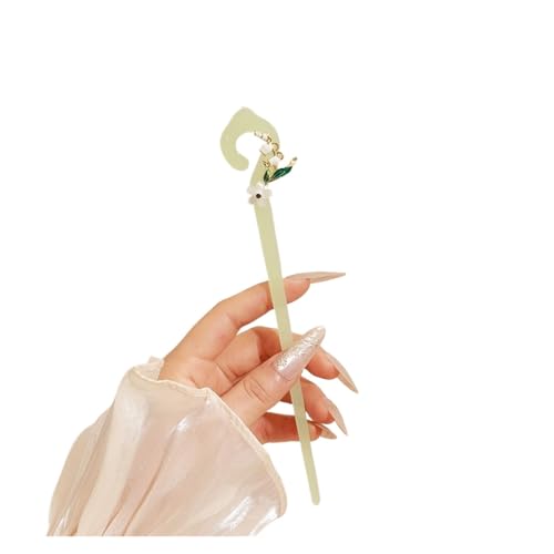 Pic à chignon en jade floral anti-glisse pour fixer les coiffures délicates des femmes