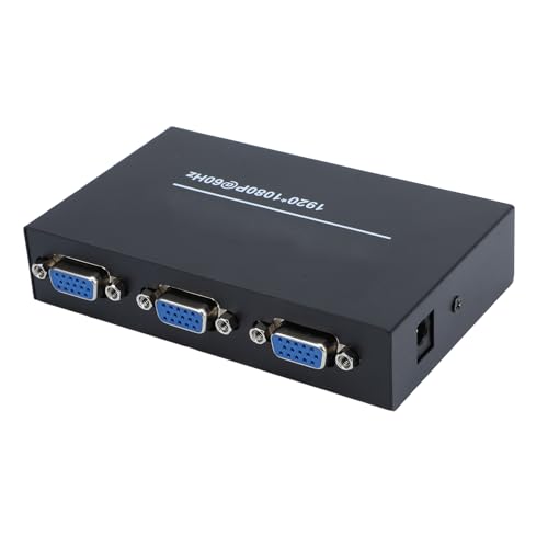 RASTKY 2 Puertos VGA Splitter 1 en 2 Out, 60Hz, 1920 X 1080 Transferencia de Distancia, Aleación de Aluminio VGA Distribuidor