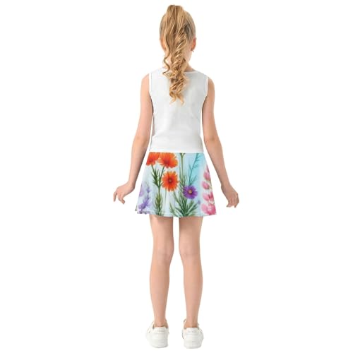 Athletic Shorts Girls Skorts Wildflowers Pink Lupines Colorful Skirts with Shorts Print Cheer Skirt 3t4