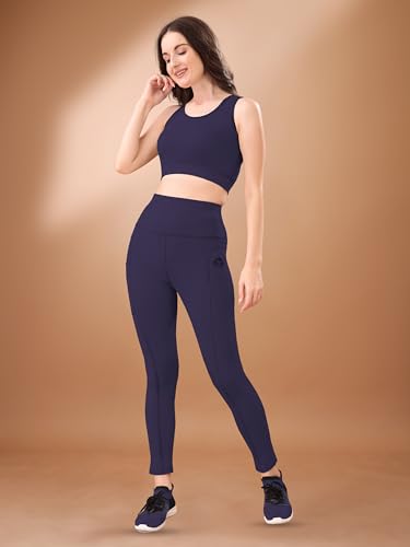 Image of High-Waist Leggings with Phone Side Pocket, Gym wear Track Suit, Women's 2-Piece Workout Set, Sports Bra, Co-ord, Sports Running Suits, Yoga Wear
