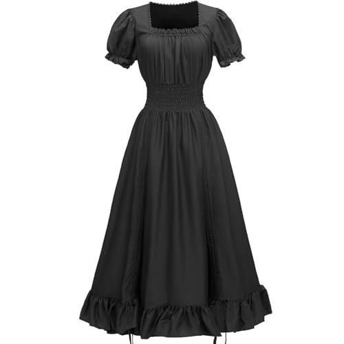 Robe médiévale femme à col carré et manches courtes du S au XXL