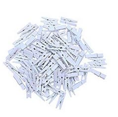 FINGOOO 150 Pcs Mini Wooden Pegs, White Wood Photo Pegs for Photo Clips Scrap Booking Crafts Hanging Pictures DIY Craft