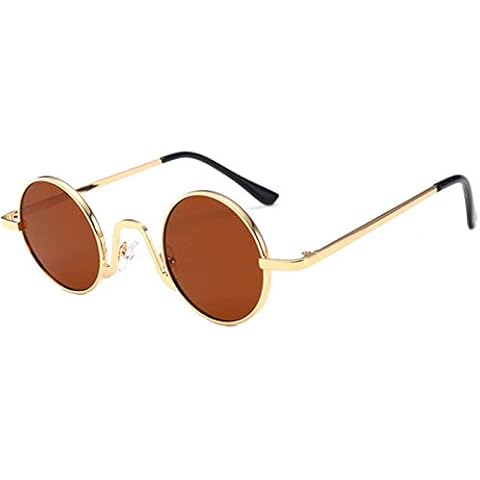 J&L Glasses Fashion Round Metal Frame Glasses Steampunk Sunglasses1562 (Gold,amber, Clear) Cover