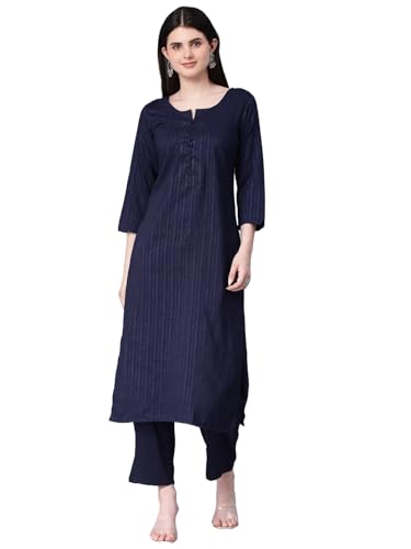 Image of Hritika Self Design Viscose Rayon Kurta & Trousers Set (HRKB0048)