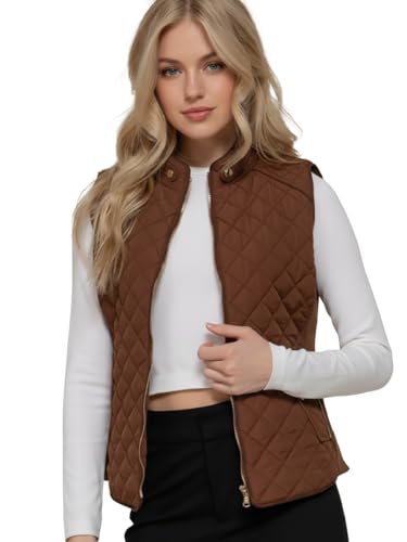 NE PEOPLE Womens Lightweight Quilted Zip Vest XXLarge NEWV40BROWN