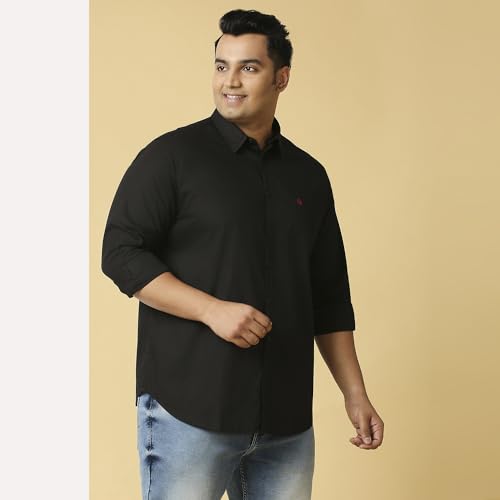 Image of Thomas Scott Men's Plus Size Cotton Casual Shirt | Regular Fit | Long Sleeves | Spread Collar | Solid | Soft & Breathable | Everyday Comfort Shirt for Men