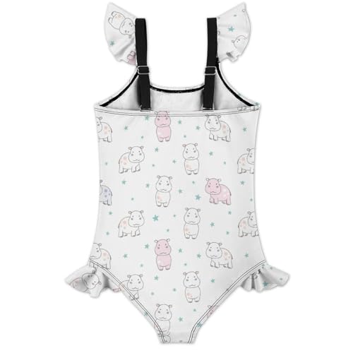 Image of Girls One Piece Swimsuit Lovely Cute Animals Ruffles Swimwear Bathing Suits 3-12 Years