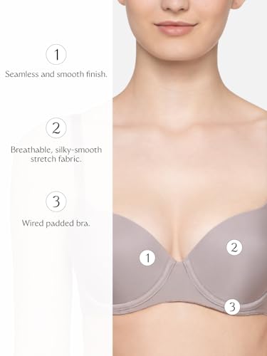 Image of Triumph T-Shirt Bra For Women Wired Padded Body Make-Up Series Seamless Everyday Lingerie Lycra Xtra Fine Breathable Fabric Second-Skin Smooth 3 /4 Cup Support Invisible Underwire Pack Of 1
