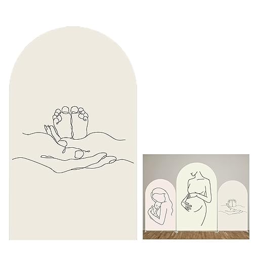 Aerdce Baby Feet Arched Fabric Backdrop Covers for Pregnant Party Double-Sided Metal Arch Stand Covers Birthay Baby Shower Dessert Tablecloth Decoration