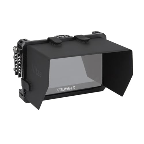 Image of Nitze Monitor Cage Kit,with HDMI Cable Clamp and LS5-B2 Sunhood Built-in Multiple 1 /4 inch Threaded Holes,for SLR Camera Monitor,Compatible with Feelworld F6 PLUSX / F6 Plus / F5 PRO / F5 Prox