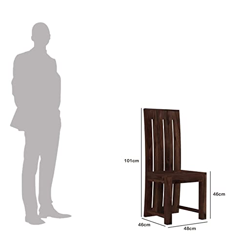 Image of Poster Wooden Dining Chairs Set of 2 for Kitchen & Dining Room, Two Seats, Solid Sheesham Wood, Walnut Finish