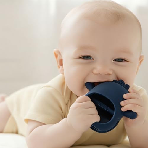 Image of Baby Teething Toys for 3-6 Months Silicone Teething Mittens for Babies Food Grade Silicone Teether (Penguin Black wthite)