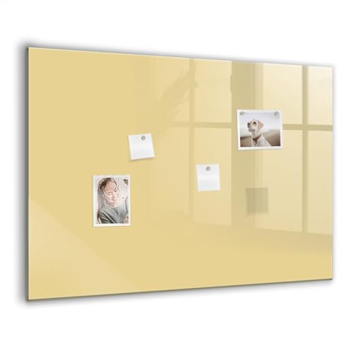 Tableau verre magnétique mural crème pour notes et photos avec aimants