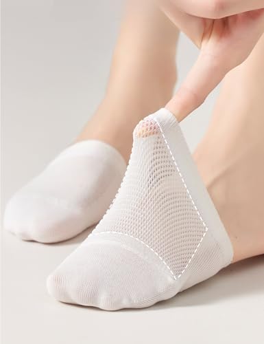 Ultra Thin Toe Cover Solid No Show Socks Womens for Mules, Non Slip Toe Socks Half Socks, Size 5-8.5, 4-Color (8 Pairs)3