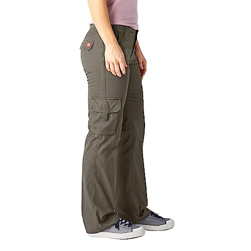 Dickies Women's Relaxed Fit Cargo Pants, Rinsed Grape Leaf Green, 10 #TOP3