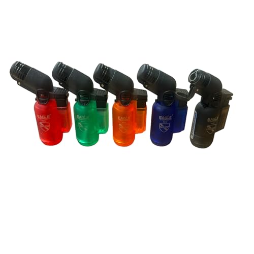 UptownStyle Eagle Torch Mini-Angle Torch Lighter Windproof Refillable Lighter 5-Count Blue orange black green red