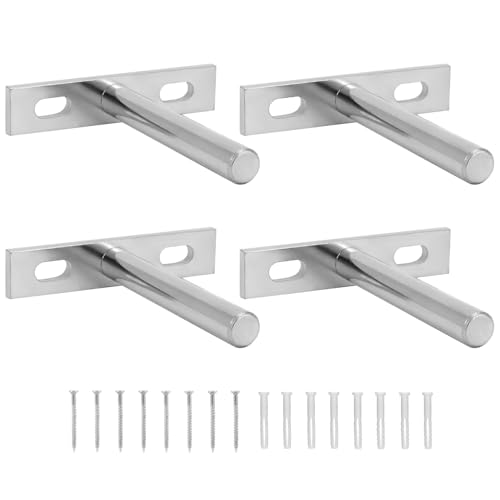 QWORK® 4 Piezas Soportes de Estantería Flotante Invisible 75mm Soporte Baldas Pared con Tornillos para Estanterías y Decoraciones de Pared